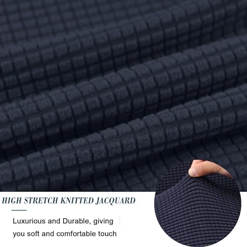 ANWUCHEN Ottoman Cover - Blue Stretch Knitted Slipcover