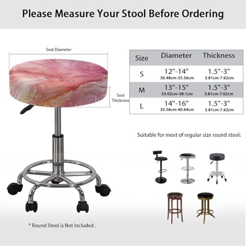 Pink Marble Round Bar Stool Covers 2 Pieces Set
