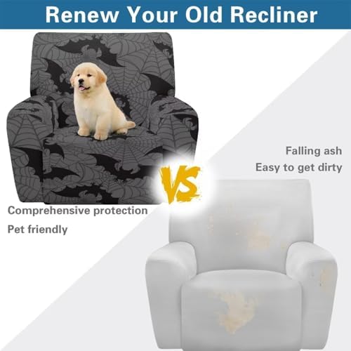 Talayituse Recliner Slipcover with Pockets Halloween Decor 4 Pieces