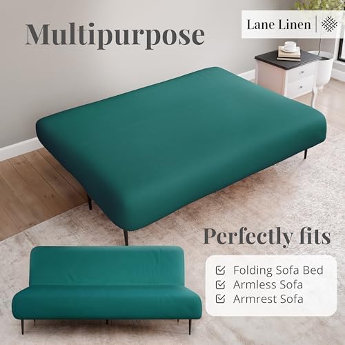 LANE LINEN Teal Armless Futon Cover - Stretch Fit Machine Washable