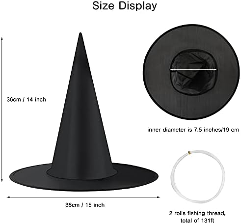 LeeLoon Halloween Witch Hats 14 Pack Black