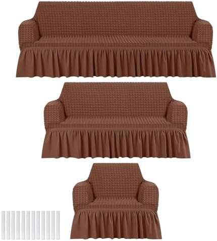 3 Pcs Sofa Slipcover Set for Couch Cushion Durable Washable