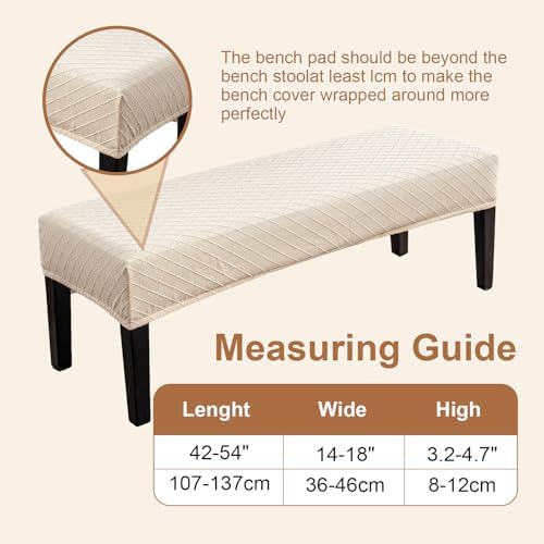 Genina Stretch Dining Bench Cover - Waterproof Jacquard Seat Protector