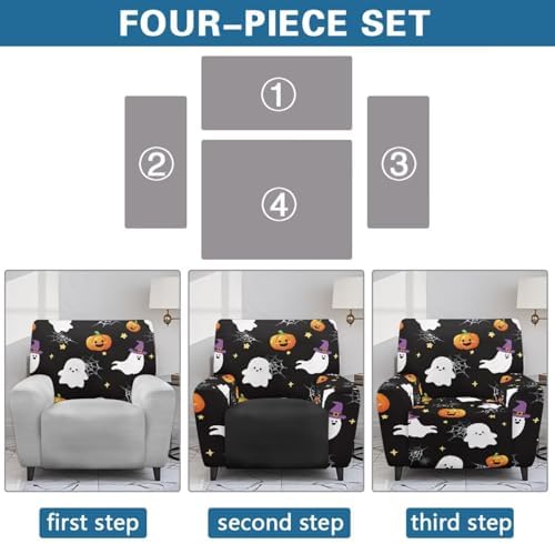 Pumpkin Spider Web Print Recliner Slipcover