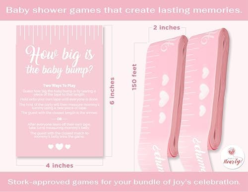 Party Hearty Funny Baby Shower Games 2 Rolls Tummy Measure Tape