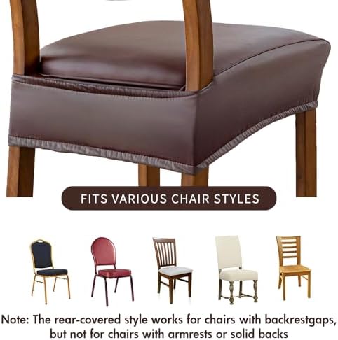 Waterproof PU Leather Dining Chair Covers Set of 4 1