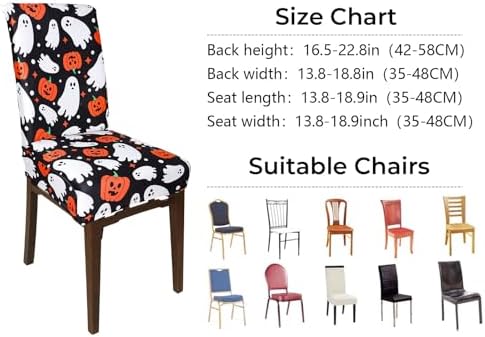8Pcs Halloween Chair Covers Spooky Decor for Dining Chairs