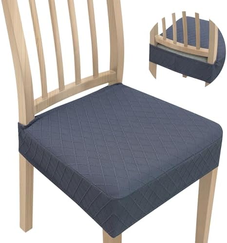 Dining Chair Covers Set of 4 Stretch Jacquard Removable Washable Grey