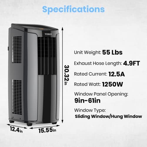 TOSOT 10200 BTU Portable Air Conditioner with Dehumidifier and Smart WiFi Control