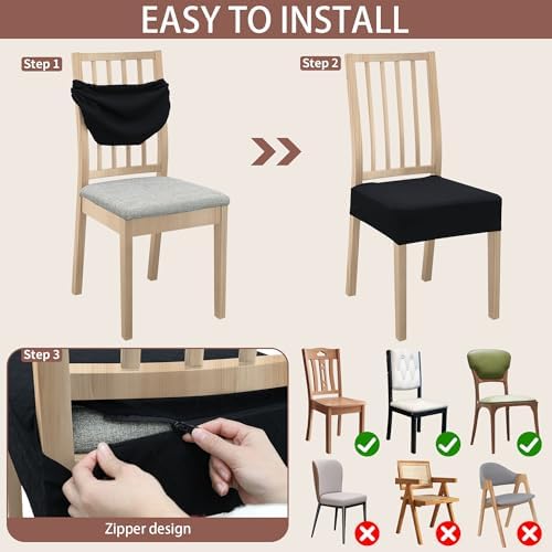 Dining Chair Covers Set of 6 with Zipper 1