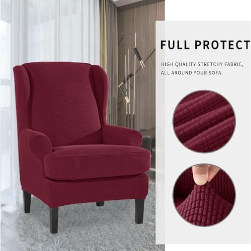 INFLAG 2 Piece Wing Chair Slipcover Burgundy