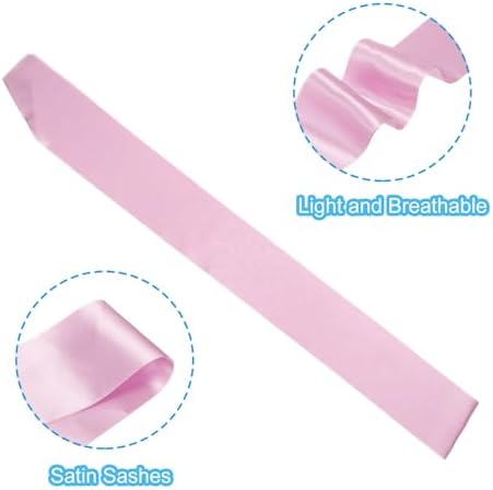 PATIKIL 63x4 Pink Satin Sash DIY Prom Queen Accessory