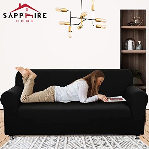 Sapphire Home 2-Piece Sofa and Loveseat Slipcovers Set Black