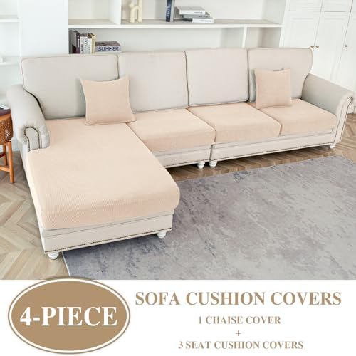 LA MEACK Stretch Sofa Slipcover with 2 Pcs Pillowcases for Sectional Sofa
