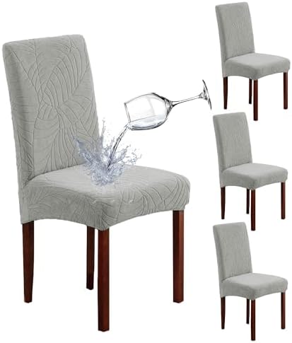 Waterproof Dining Chair Covers Set of 4 Light Grey 1