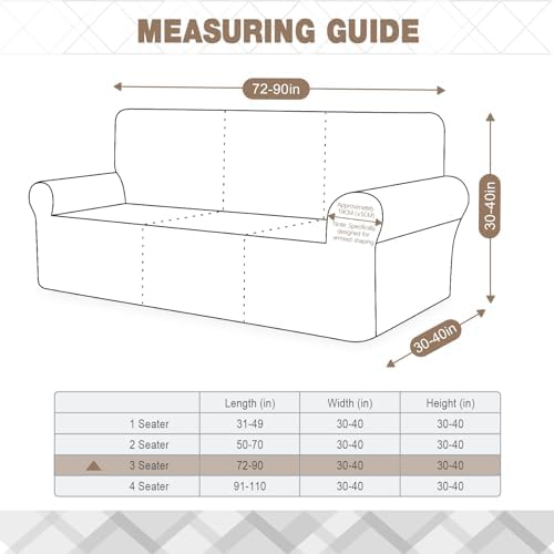 Ruaozz Stretch Sofa Cover for 3 Seater Grey