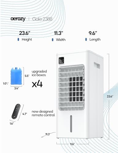 AEROZY Portable Swamp Cooler with 3 Speeds and 12H Timer