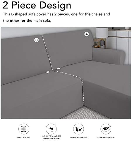 PureFit Super Stretch Sectional Couch Covers 2 pcs 1