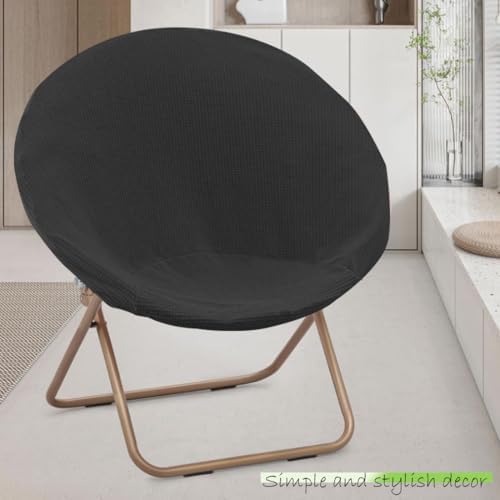 Stretch Round Saucer Chair Cover - Black Jacquard Slipcover for Moon Chair 1