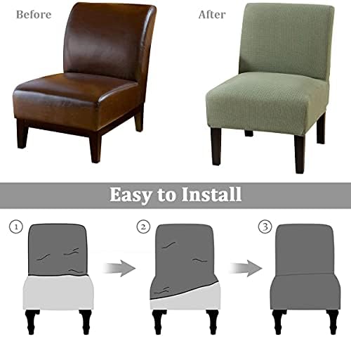 MIFXIN Armless Chair Cover Stretch Jacquard Slipcover 2 Pack