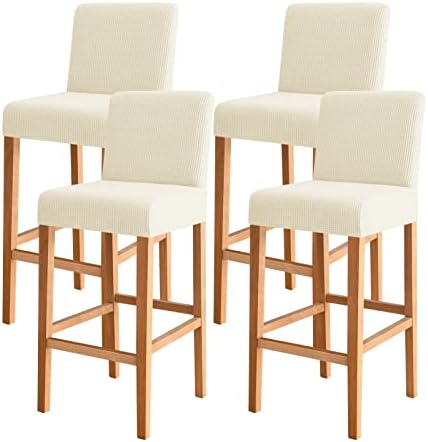 FORCHEER Bar Stool Covers Set of 4 Beige Jacquard