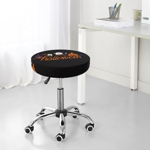 Orange Black Halloween Bar Stool Covers 13 Round Seat Covers