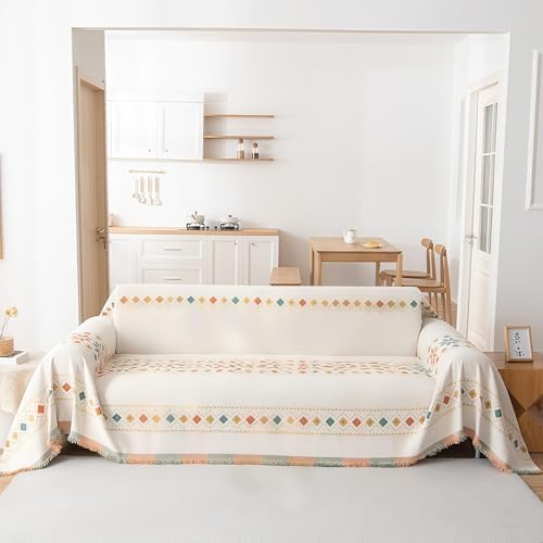 ROOMLIFE Reversible Sofa Cover for 3 Cushion Couch with Geometric Patterns