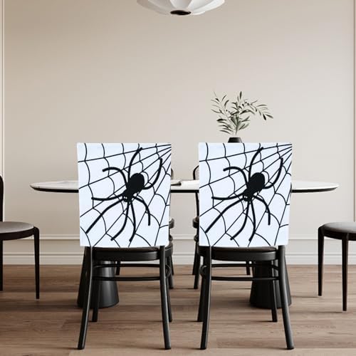 Halloween Chair Covers with Spider and Skeleton Design Set of 4