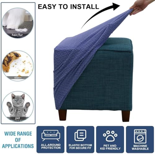 Bifaunvogel Ottoman Cover Square Thick Jacquard Stretch Slipcover