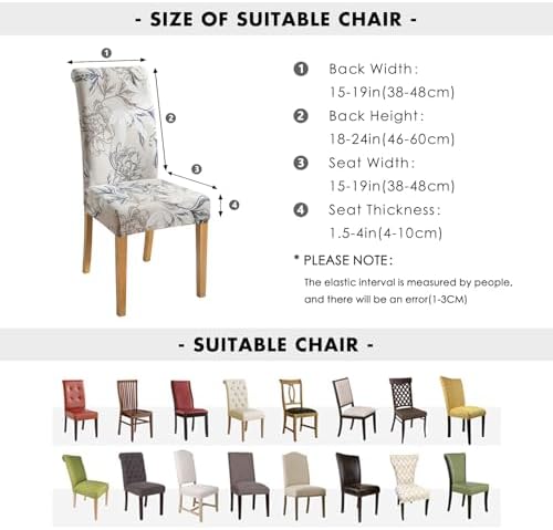 FORCHEER Dining Chair Covers Set of 4 with Elastic Fit