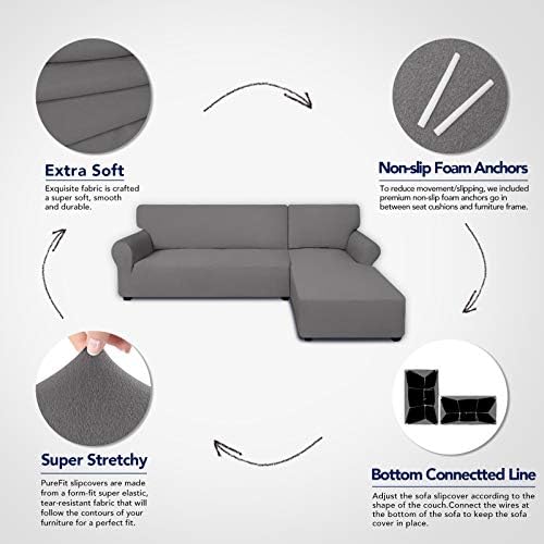 PureFit Super Stretch Sectional Couch Covers 2 pcs 1
