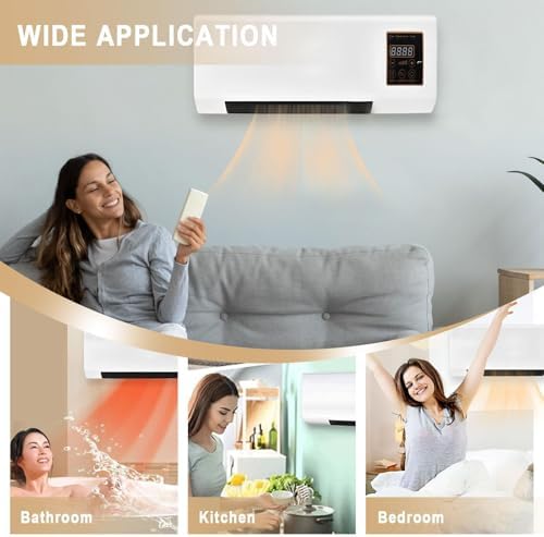 Electric Wall Heater with Digital Display and Remote Control