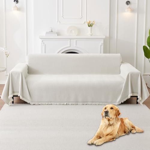 HAOMAIJIA Non Slip Sofa Cover for 3 Cushion Couch 91x150 Off White