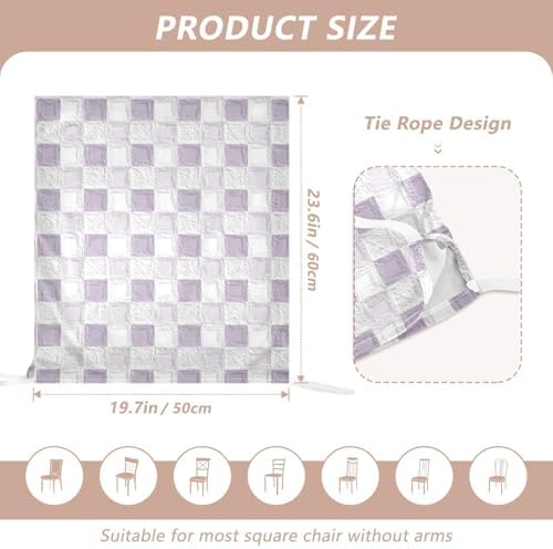 EtherSpher Oil on Canvas Purple White Checkered Seat Covers Set of 6