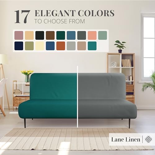 LANE LINEN Teal Armless Futon Cover - Stretch Fit Machine Washable