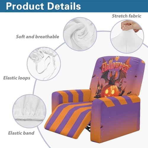 Halloween Bat Pumpkin Recliner Slipcover 4 Piece Set 1