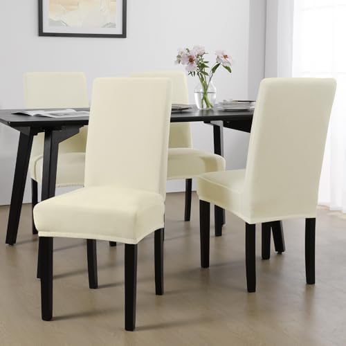 MOSAYT Velvet Dining Chair Covers Set of 4 - Stretchable for Parsons Chairs