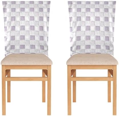 EtherSpher Oil on Canvas Purple White Checkered Seat Covers Set of 6