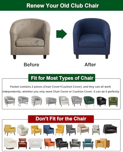 CRFATOP Club Chair Slipcover Navy 2 Piece