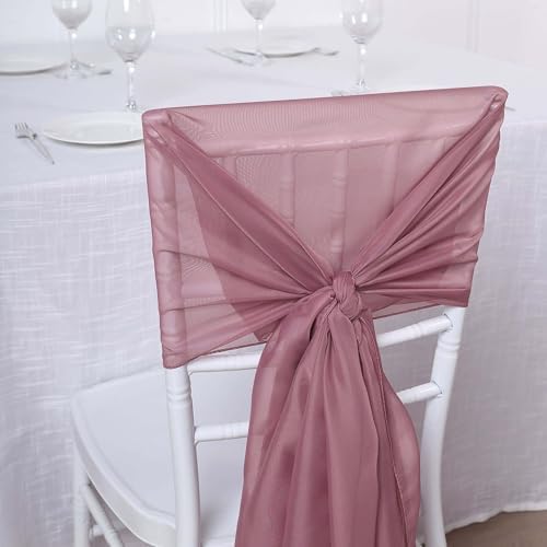 Efavormart 5 Pack Mauve Chiffon Chair Sashes