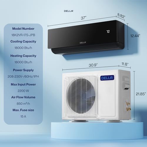 Della Umbra Series 18000 BTU Mini Split Split AC with Alexa 19 SEER2