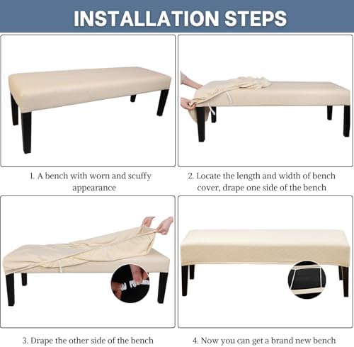 SearchI Stretch Dining Bench Cover - Beige