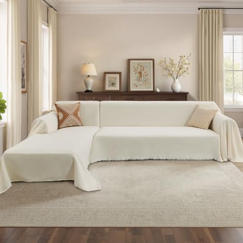 Sectional Couch Covers for Dogs 2 Pieces Chenille Sofa Slipcovers L Shaped