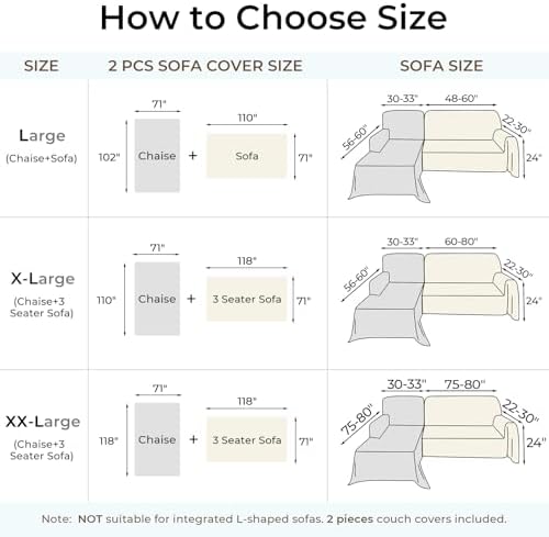 Sectional Couch Covers for Dogs 2 Pieces Chenille Sofa Slipcovers L Shaped