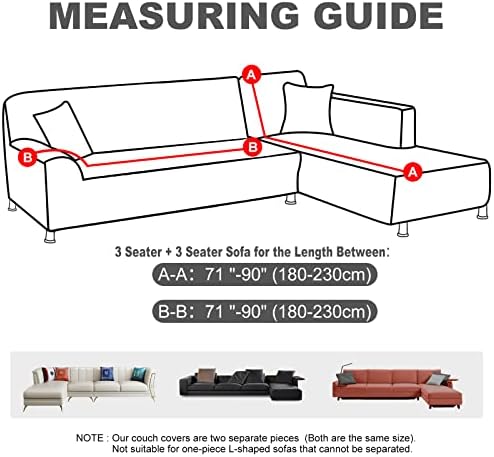 LA MEACK 2-Piece L Shaped Sofa Slipcover Set Light Grey