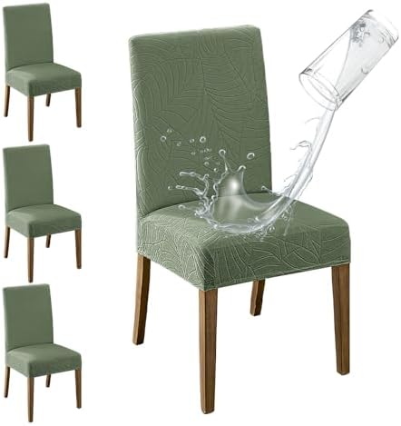 MOSAYT Waterproof Dining Chair Covers Set of 4 Green 1