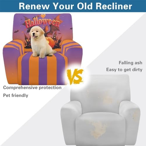 Halloween Bat Pumpkin Recliner Slipcover 4 Piece Set 1