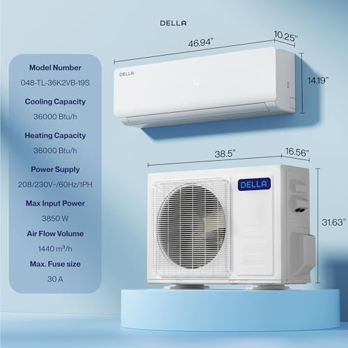 Della Vario Series 36000 BTU Ductless Mini Split AC Unit