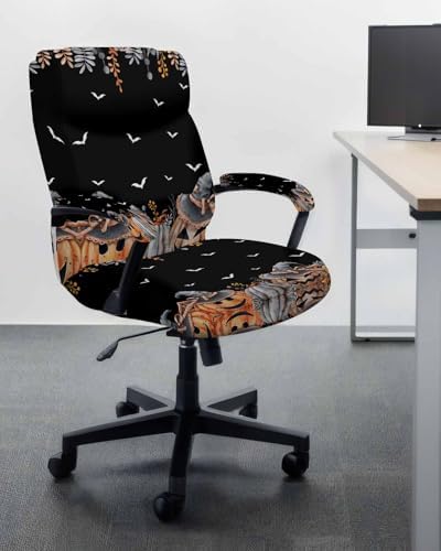 Halloween Office Chair Cover with Armrests Stretchable and Removable