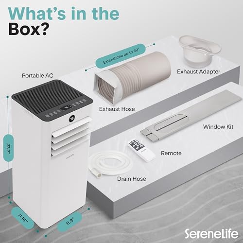 SereneLife 8000 BTU Portable AC and Heater with Dehumidifier
